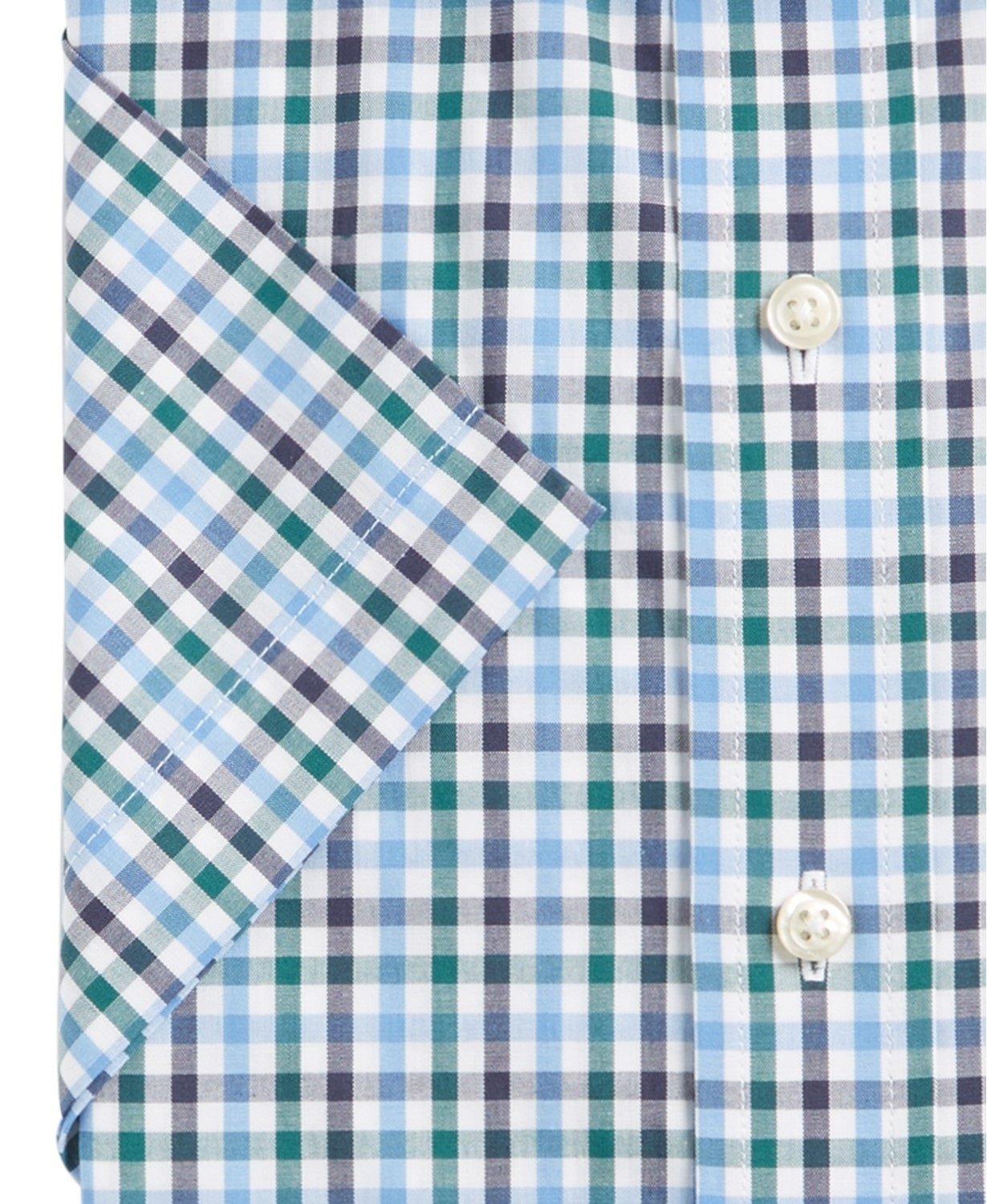 Camisa social masculina azul xadrez resistente a rugas Club Room, tamanho 16x32-33