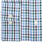 Camisa social masculina Club Room Classic/Regular Fit Stretch Gingham Azul Tamanho 15X32-33