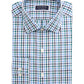Camisa social masculina Club Room Regular Fit Stretch Antirrugas Xadrez Azul Tamanho 16,5x34-35