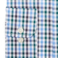 Camisa social masculina Club Room Regular Fit Stretch Antirrugas Xadrez Azul Tamanho 16,5x34-35