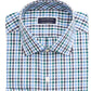 Camisa social masculina Club Room Classic/Regular Fit Stretch, resistente a rugas, azul e verde, tamanho 32x33