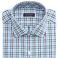 Camisa social masculina Club Room Classic/Regular Fit Stretch, xadrez, resistente a rugas, azul-marinho, tamanho 32-33