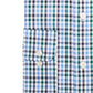 Camisa social masculina Club Room Classic/Regular Fit Stretch, xadrez, resistente a rugas, azul-marinho, tamanho 34-35