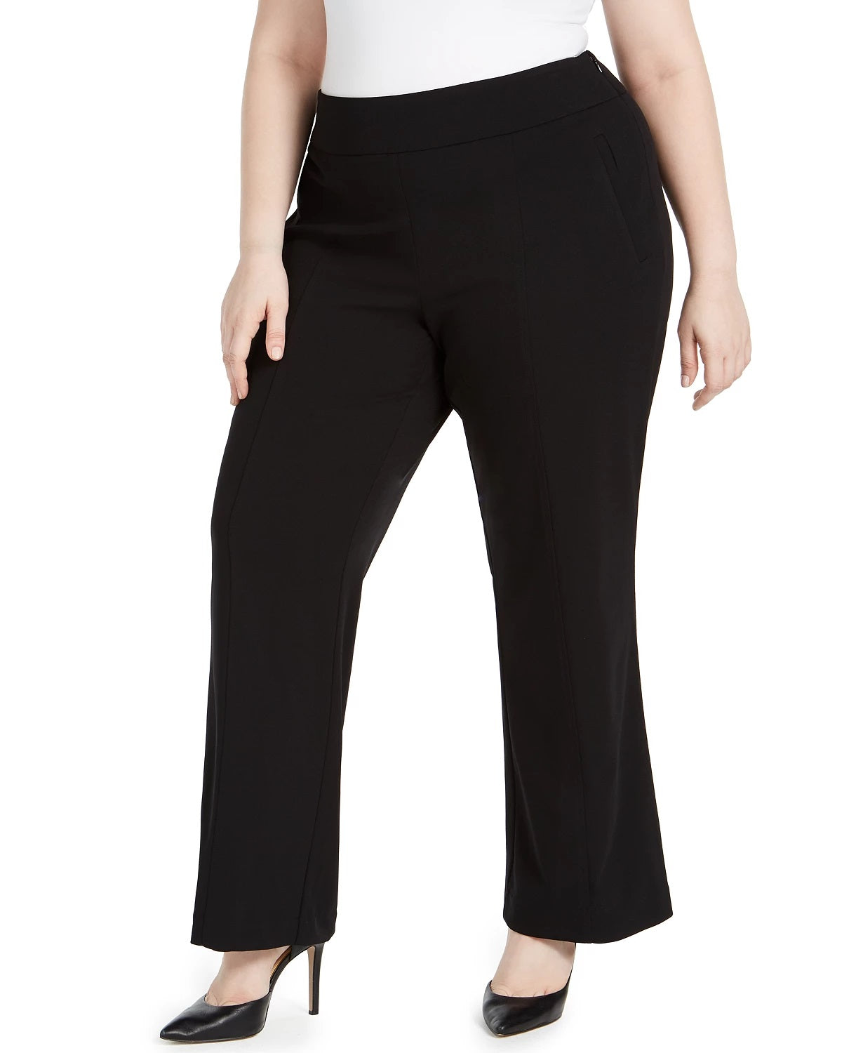 Calça feminina plus size de cintura alta da INC International Concepts, preta, tamanho 28W