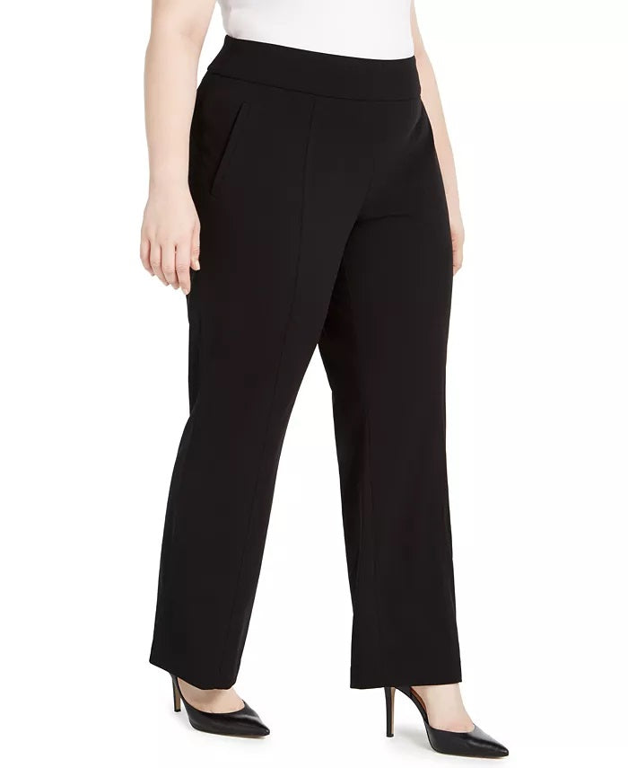 Calça feminina plus size de cintura alta da INC International Concepts, preta, tamanho 28W