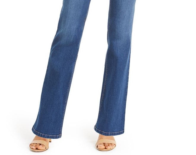 Jeans feminino estilo &amp; co Ella Pull-On Bootcut, tamanho médio, azul, grande