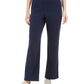 Calça feminina Karen Scott Petite Microfleece Azul Tamanho Médio