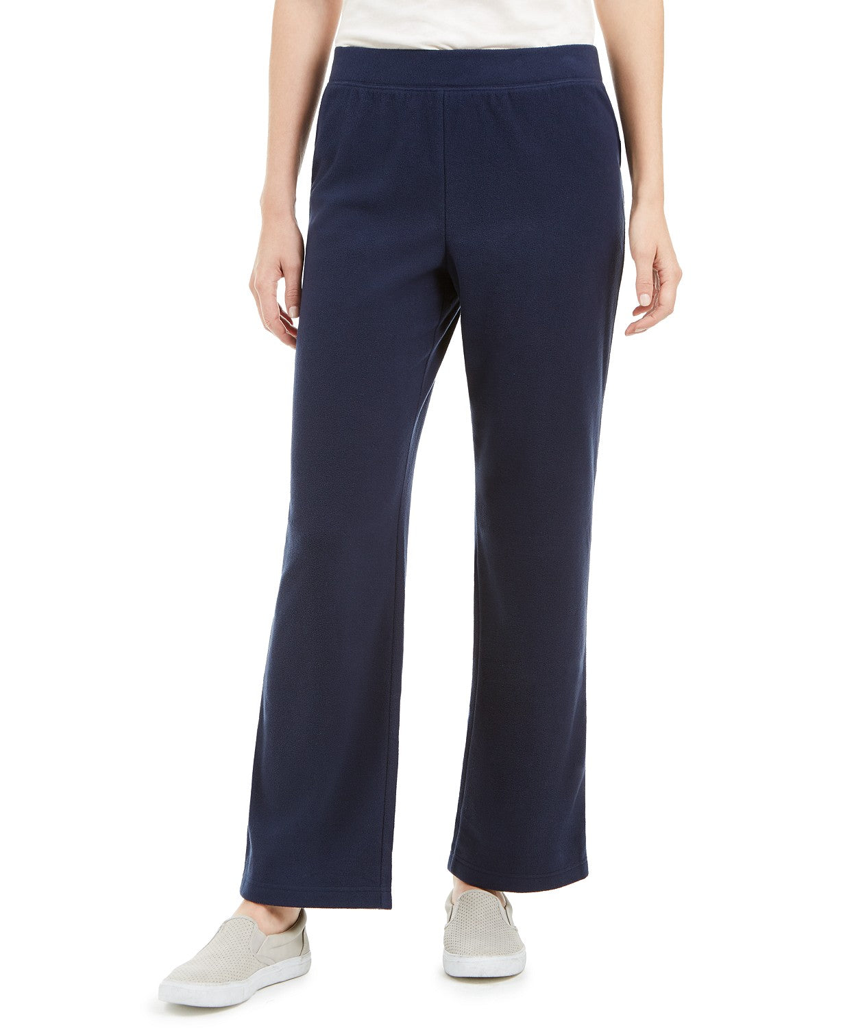 Calça feminina Karen Scott Petite Microfleece Azul Tamanho Médio