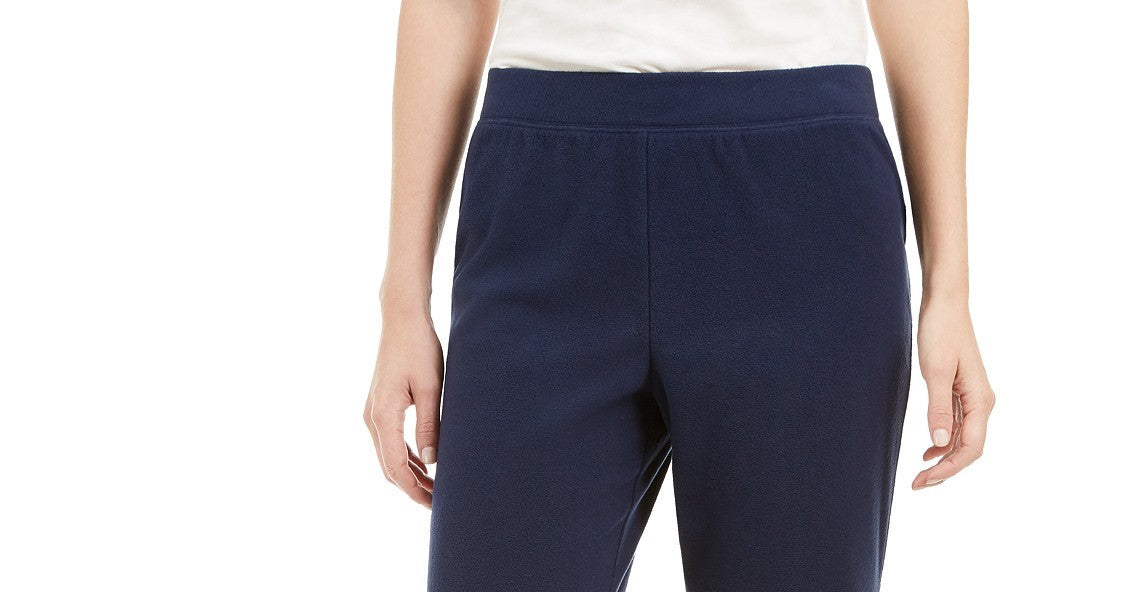 Calça feminina Karen Scott Petite Microfleece Azul Tamanho Médio