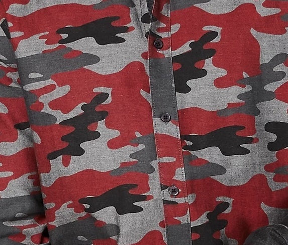 Camisa camuflada masculina American Rag vermelha tamanho grande