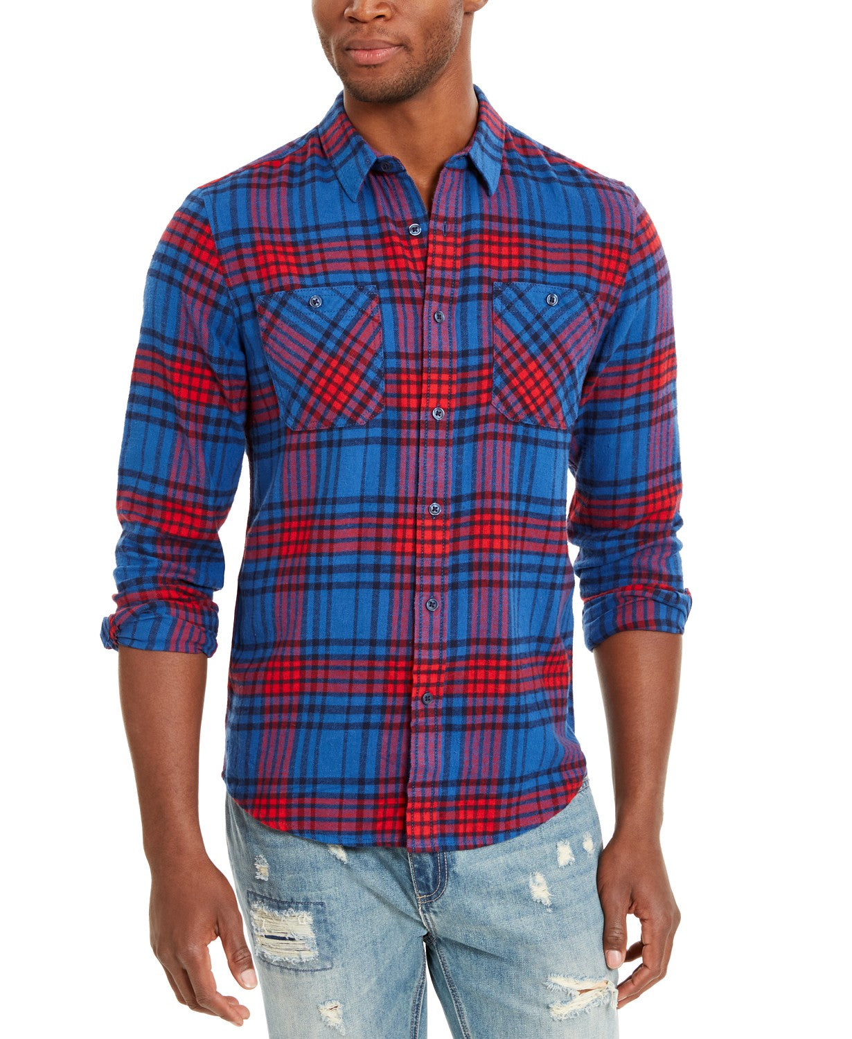Camisa xadrez Brady masculina American Rag, azul, tamanho XXG