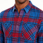 Camisa xadrez Brady masculina American Rag, azul, tamanho pequeno