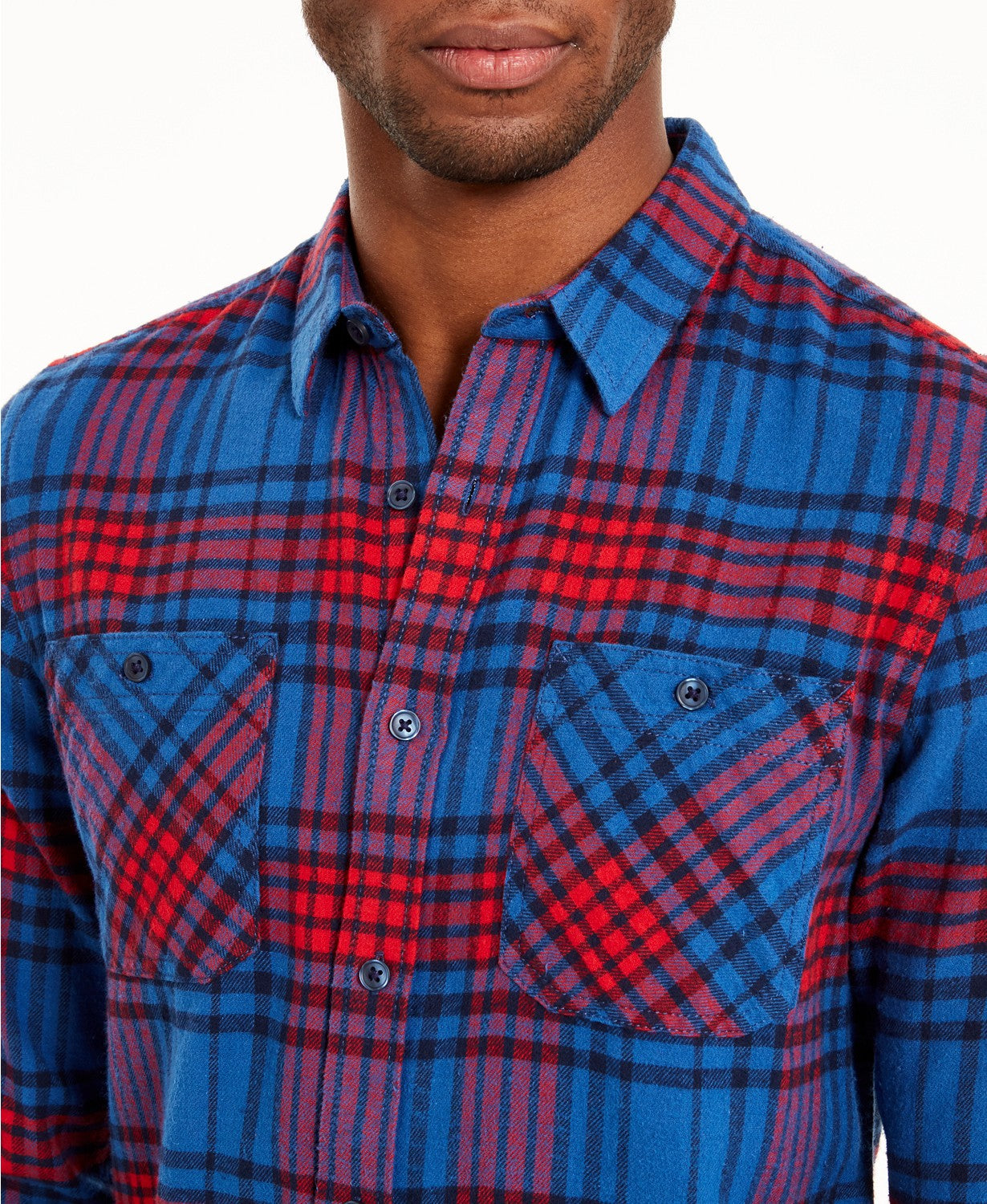 Camisa xadrez Brady masculina American Rag, azul, tamanho pequeno