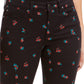 Calça jeans skinny feminina Charter Club com estampa floral, preta, tamanho 8