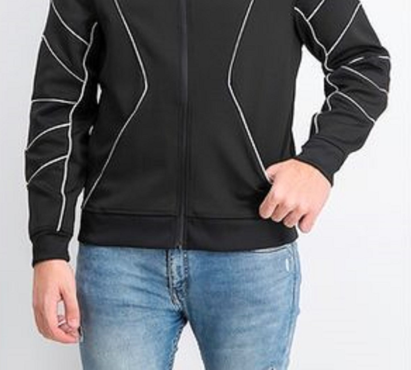 Jaqueta de malha masculina com zíper frontal e cano curto da INC International Concepts, preta, tamanho 2, extragrande