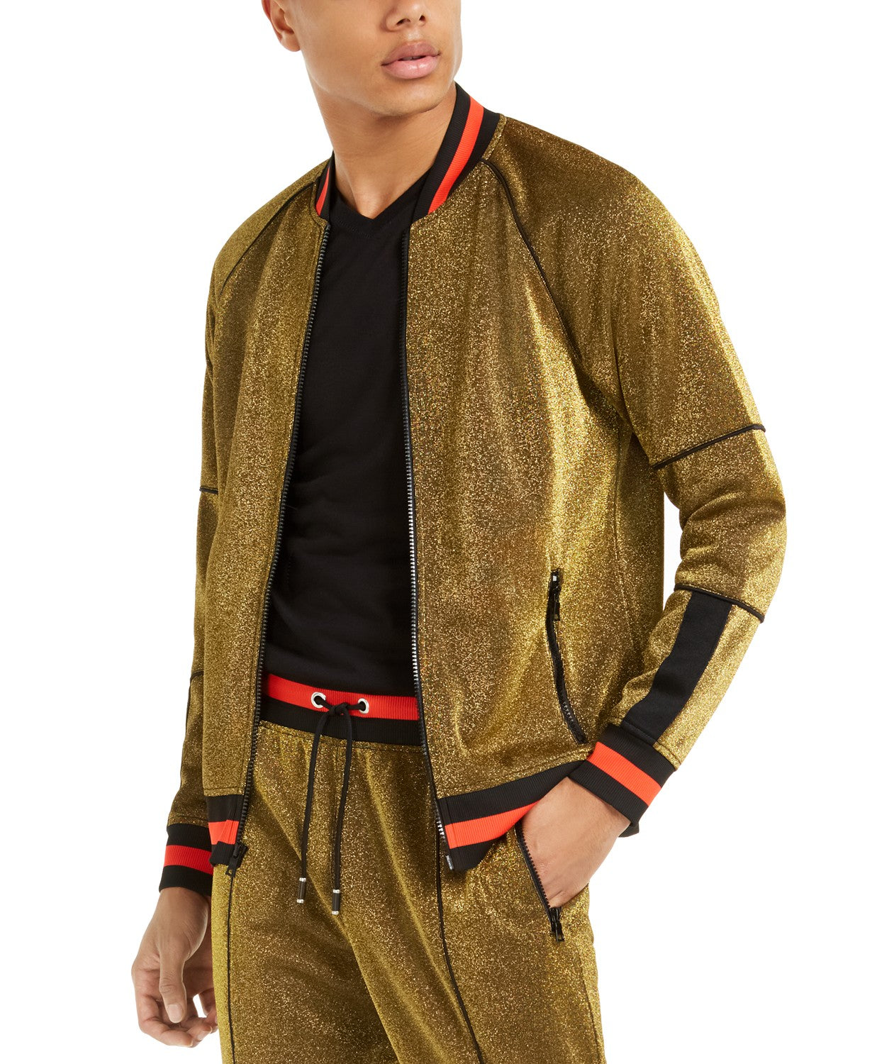Jaqueta Disco Track Masculina INC International Concepts Dourada Tamanho Grande