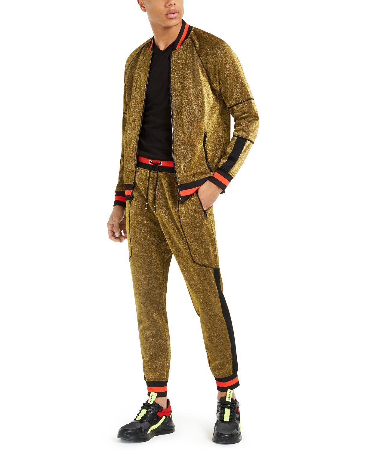 Jaqueta Disco Track Masculina INC International Concepts Dourada Tamanho Grande