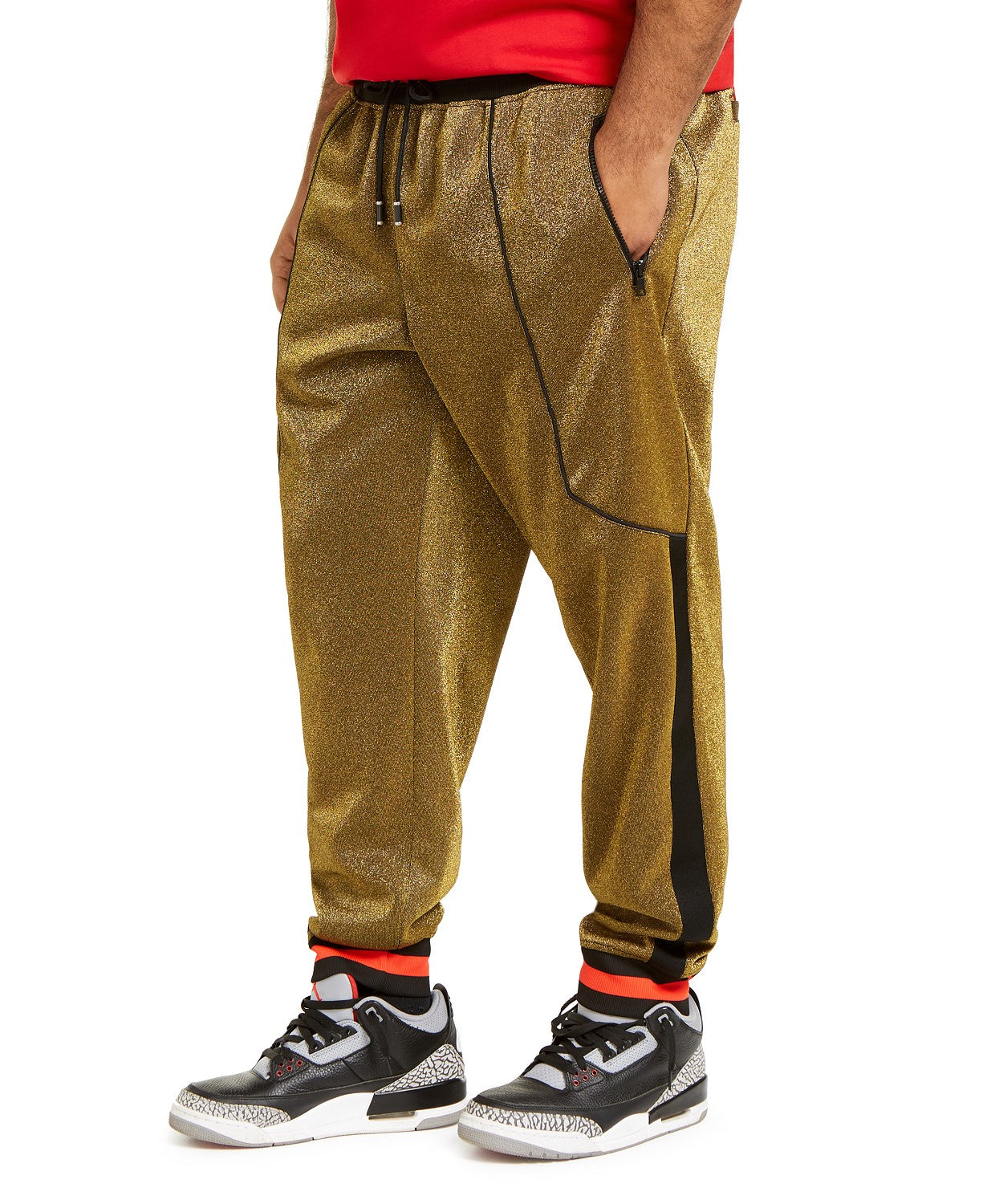 Calça jogger metálica grande e alta masculina da INC International Concepts, amarela, tamanho XXG