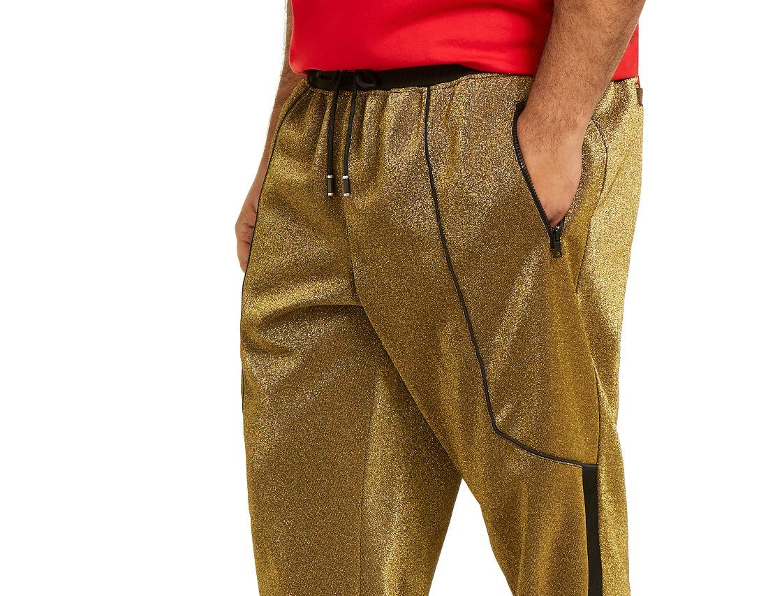 Calça jogger metálica grande e alta masculina da INC International Concepts, amarela, tamanho XXG