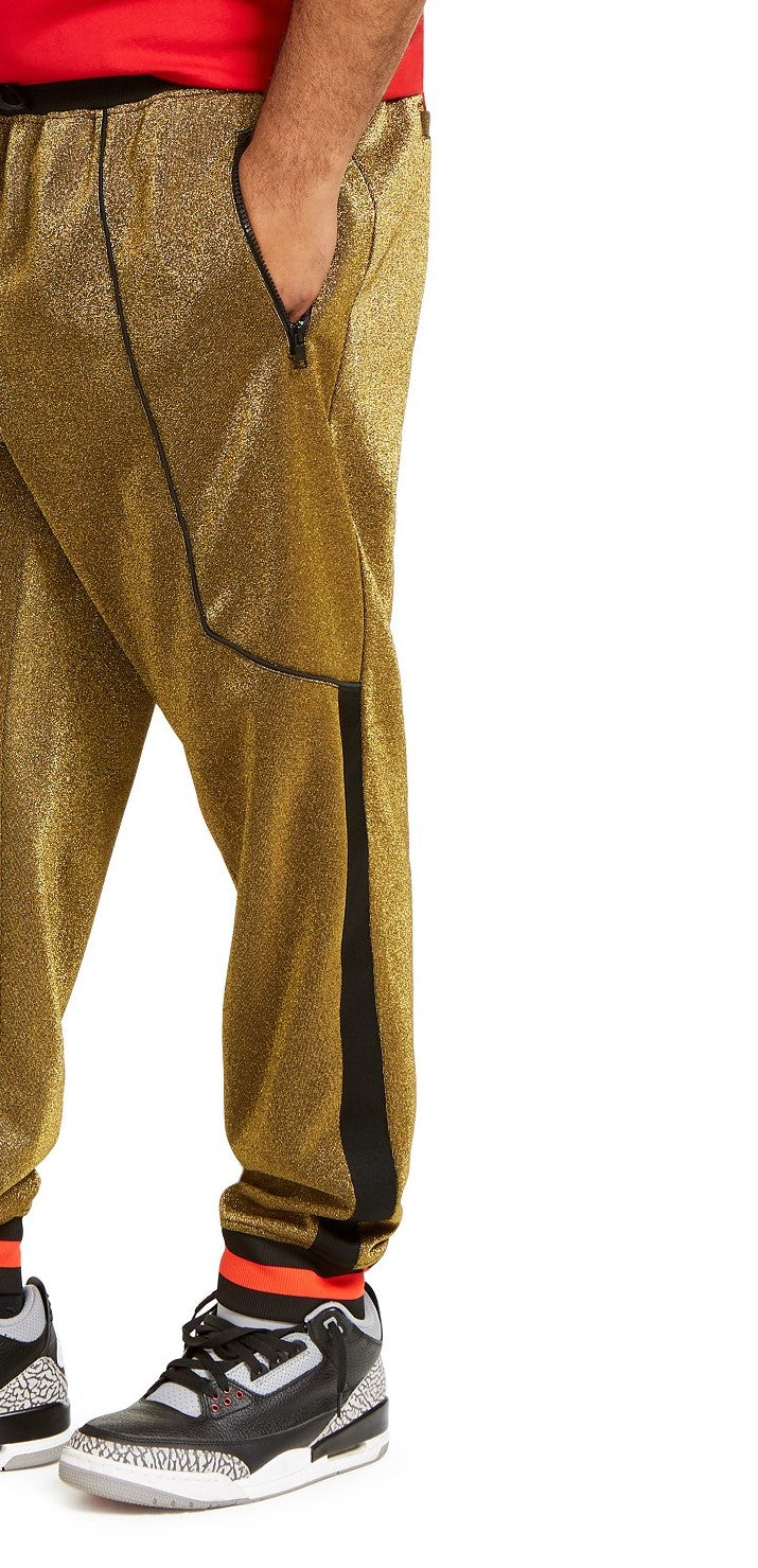 Calça jogger metálica grande e alta masculina da INC International Concepts, amarela, tamanho XXG