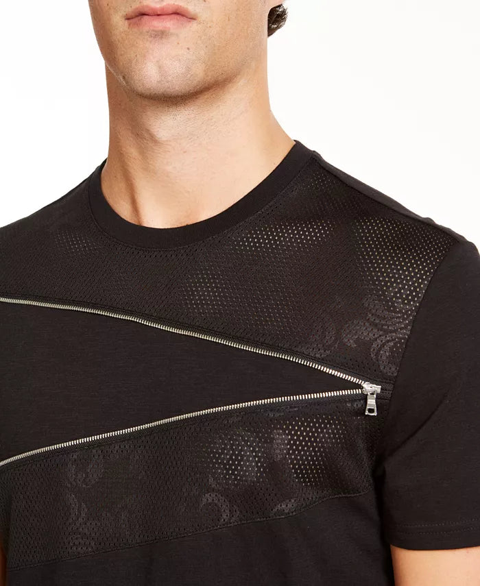Camiseta masculina de malha com zíper INC International Concepts, preta, tamanho extra grande