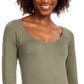 Body feminino Bar III com decote redondo, verde, tamanho grande