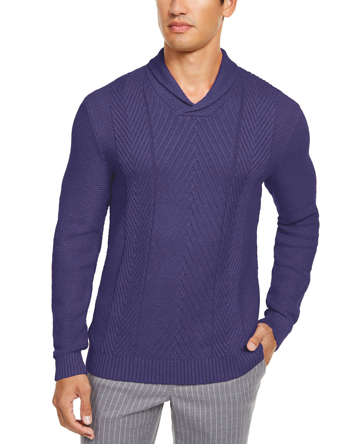 Suéter texturizado masculino Tasso Elba azul tamanho 2 extra grande