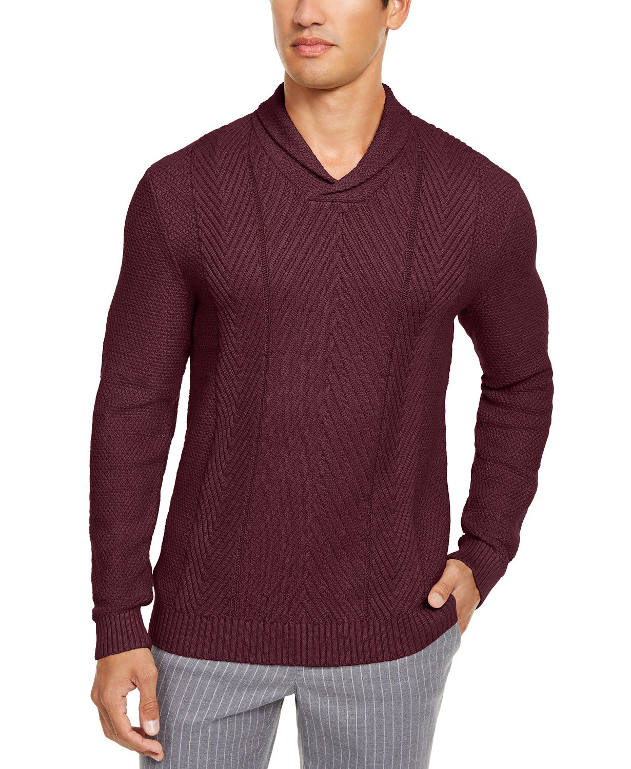 Suéter texturizado masculino Tasso Elba vermelho escuro tamanho pequeno