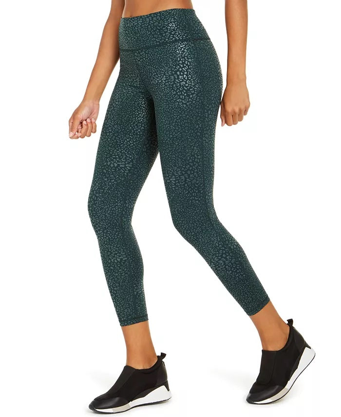 Leggings femininas Ideology com estampa animal em tons verde-escuro, tamanho X-S