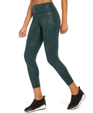 Ideology Women's Tonal Animal-Print Leggings Dark Green Size X-Small