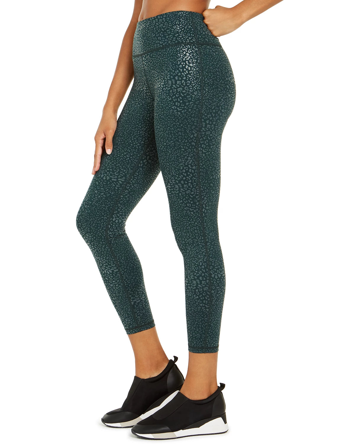 Leggings femininas Ideology com estampa animal em tons verde-escuro, tamanho X-S