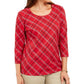 Karen Scott Top Xadrez Feminino Pequeno Vermelho Tamanho Médio