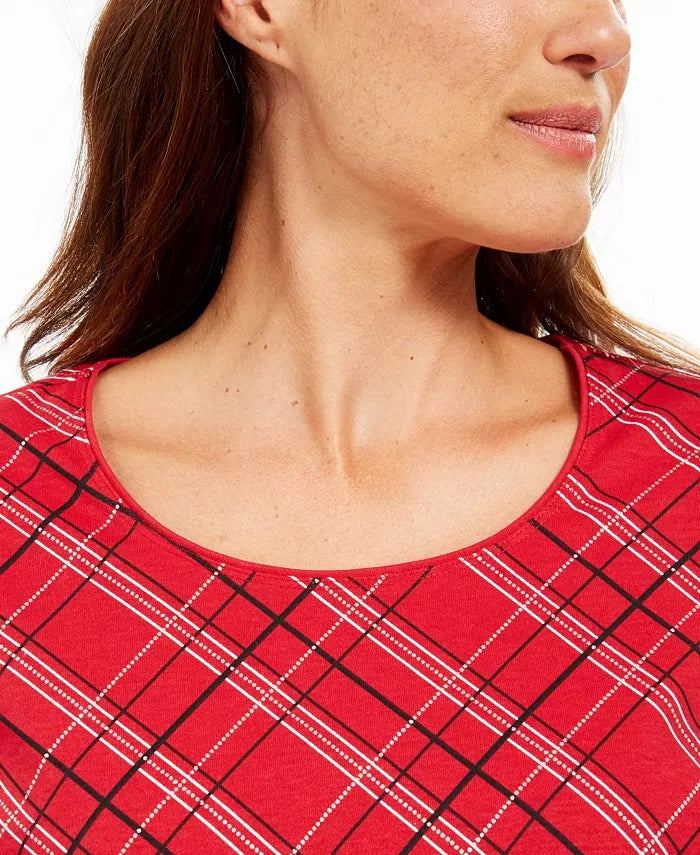 Karen Scott Top Xadrez Feminino Pequeno Vermelho Tamanho Médio