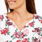 Karen Scott Top Henley Feminino Petite com Estampa Floral Branco Tamanho Petit