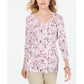 Karen Scott Blusa Henley Feminina Estampa Floral Branca Tamanho P/M