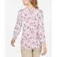 Karen Scott Blusa Henley Feminina Estampa Floral Branca Tamanho P/M