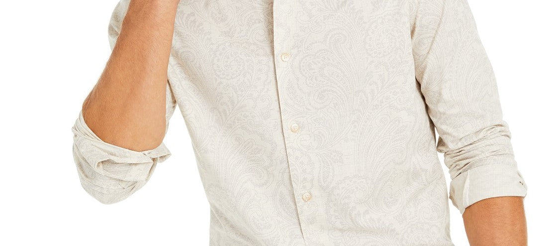 Camisa masculina Tasso Elba Pillo Melange Paisley marrom tamanho pequeno