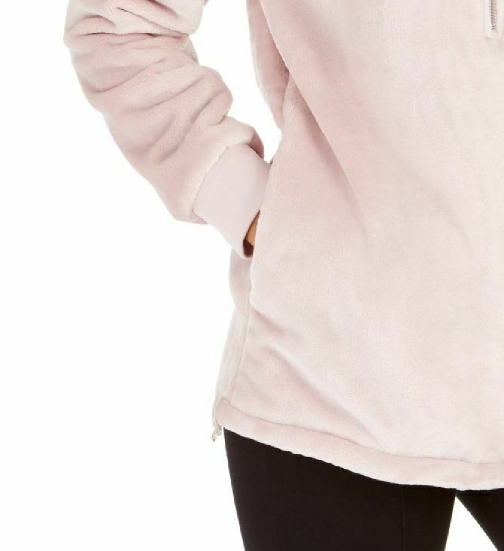 Ideology Moletom com capuz feminino de pele sintética e zíper de um quarto, rosa, tamanho pequeno