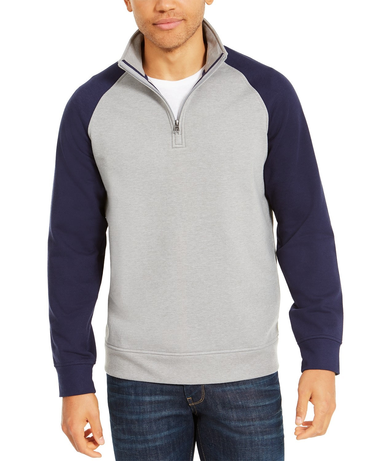 Moletom masculino Club Room com estampa de lã elástica e blocos de cores, azul, tamanho extra grande