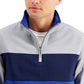 Moletom de lã com blocos de cores e zíper 1/4 masculino Club Room, azul, tamanho grande