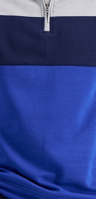 Moletom de lã com blocos de cores e zíper 1/4 masculino Club Room, azul, tamanho grande