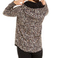Ideology Moletom com capuz feminino com estampa de leopardo e bainha redonda, marrom, tamanho pequeno
