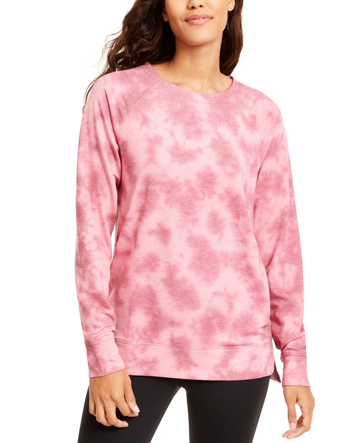 Ideology Moletom Feminino Tie-Dyed Bainha Alta-Baixa Rosa Tamanho Grande