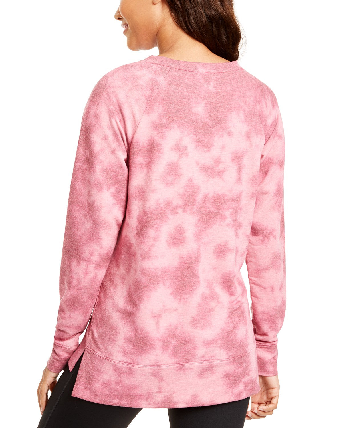 Ideology Moletom Feminino Tie-Dyed Bainha Alta-Baixa Rosa Tamanho Grande