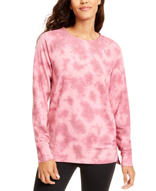 Ideology Women's Tie-Dyed High-Low Hem Sweatshirt Pink Size Medium