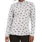 Karen Scott Top feminino com estampa de gatos e laços, gola alta, cinza, tamanho extra grande