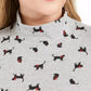 Karen Scott Blusa Plus Size Feminina Estampa de Gato e Gola Alta Cinza Tamanho Extra Grande
