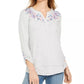 Blusa bordada feminina Style &amp; Co, cinza, tamanho médio