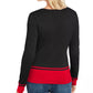 Karen Scott Cardigan Feminino Petite Colorblocked-Hem Carvão Tamanho Grande