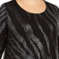 JM Collection Top feminino plus size com decote redondo e estampa, preto, tamanho extra grande